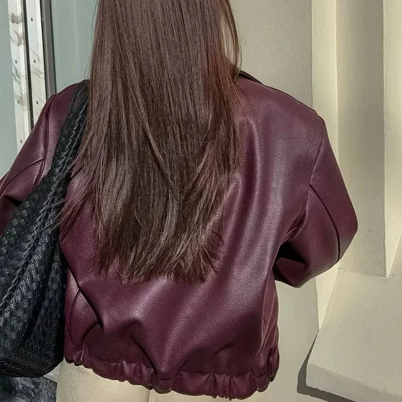 Daphne | Faux Leather Bomber Jacket