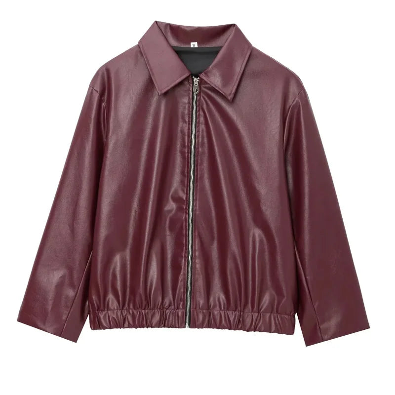 Daphne | Faux Leather Bomber Jacket